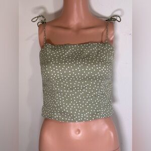 New Superdown crop top tank polka dot green shirt